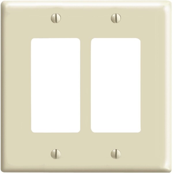 Leviton Mid-Way 2-Gang Smooth Plastic Rocker Decorator Wall Plate, Ivory 001-80609-00I - main